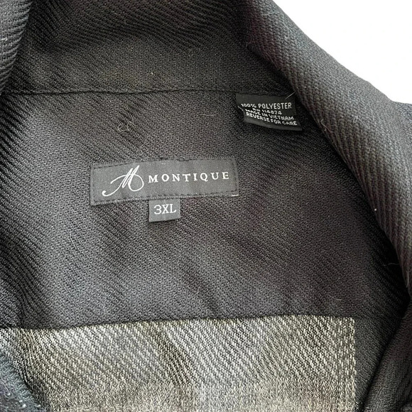 Montique Red Black Plaid Button Down 3XL - Picture 3 of 3